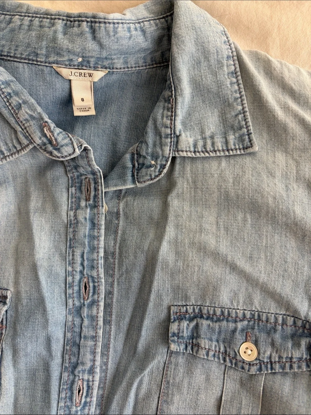 J Crew light wash denim shirt